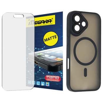 Szkło hybrydowe do iPhone 17 MATOWE + MagSafe ETUI czarne TPU