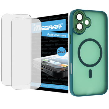 Folia do iPhone 16 PLUS ochronna + MagSafe ETUI zielone TPU