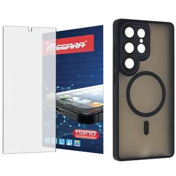 Szkło hybrydowe do Samsung Galaxy S25 Ultra + MagSafe ETUI czarne TPU