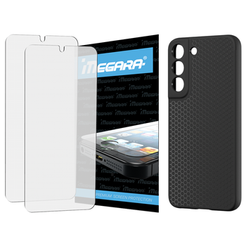 Folia do SAMSUNG GALAXY S22 ochronna + ETUI silikonowe czarne TPU