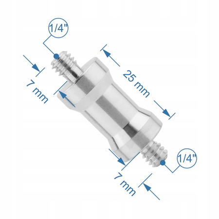 Adapter tuleja statywowa 1/4" męski na 1/4" męski aluminiowa redukcja 39 mm