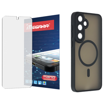 Szkło hybrydowe do Samsung Galaxy S25 + MagSafe ETUI czarne TPU
