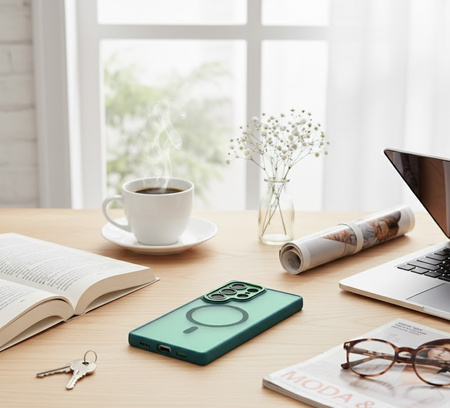 Szkło hybrydowe do Samsung Galaxy S25 Ultra + MagSafe ETUI zielone TPU