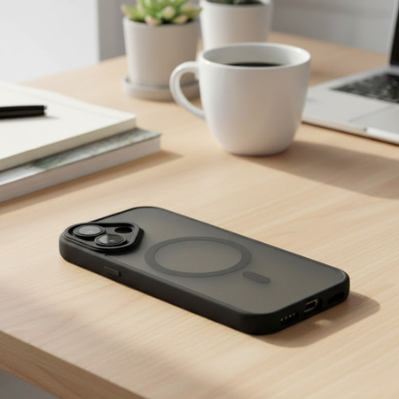 Szkło hybrydowe do iPhone 17 MATOWE + MagSafe ETUI czarne TPU