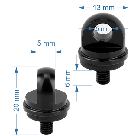 Śruba statywowa M4 z uszczelką uchem aluminiowa do paska smyczy linki