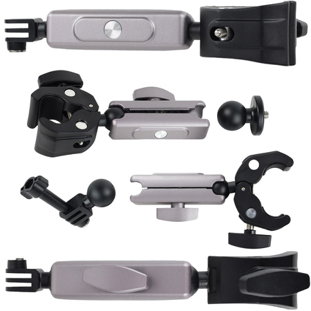 UCHWYT ZACISKOWY 360 do GoPro 1/4" kamer motocyklowy rowerowy IMADŁO 9‑38mm