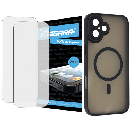 Folia do iPhone 16 ochronna + MagSafe ETUI czarne TPU