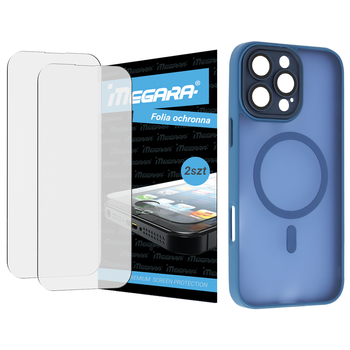 Folia do iPhone 16 Pro ochronna + MagSafe ETUI niebieskie TPU