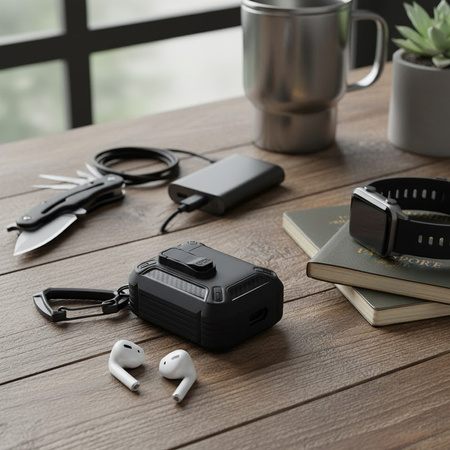 PANCERNE ETUI DO APPLE AIRPODS 1 / 2 CASE COVER OBUDOWA + KARABIŃCZYK