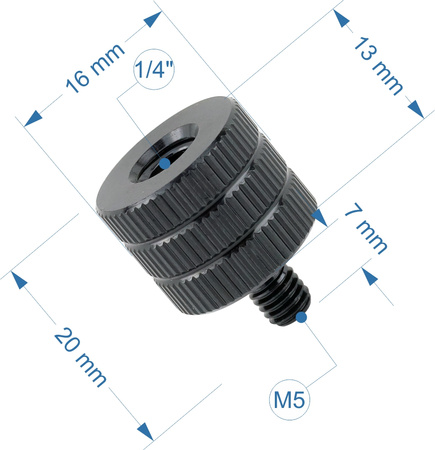 Adapter 1/4" żeński na M5 męski przejściówka aluminiowa do kamer statywów