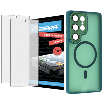 Folia do Samsung Galaxy S25 Ultra ochronna MATOWA + MagSafe ETUI zielone