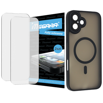 Folia do iPhone 16 PLUS ochronna + MagSafe ETUI czarne TPU
