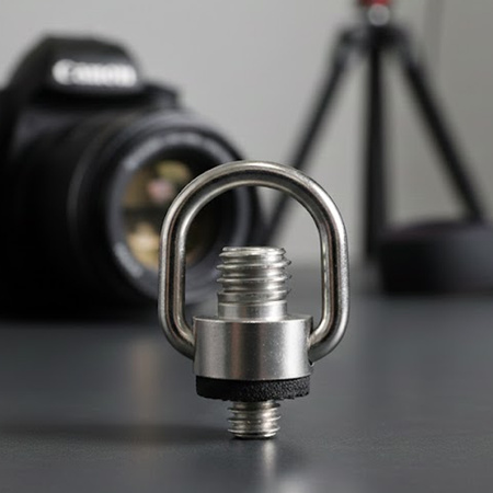 Adapter 1/4" męski na 3/8" męski z uchem D-Ring stal do kamer i foto-video