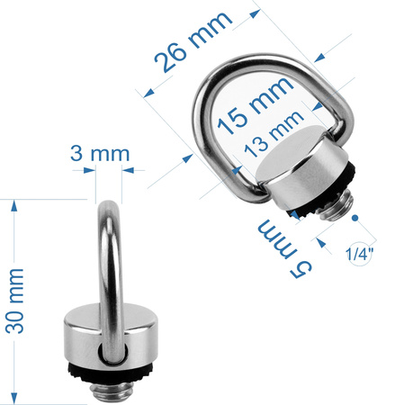 Śruba 1/4" z uchem D-ring do aparatów kamer pasków montażowa foto-video