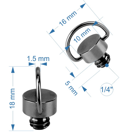 Śruba 1/4" z uchem D-ring do aparatów kamer pasków i akcesoriów foto-video