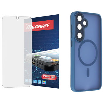 Szkło hybrydowe do Samsung Galaxy S25 + MagSafe ETUI niebieskie TPU