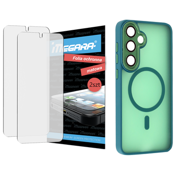 Folia do Samsung Galaxy S25 Plus ochronna MATOWA + MagSafe ETUI zielone TPU