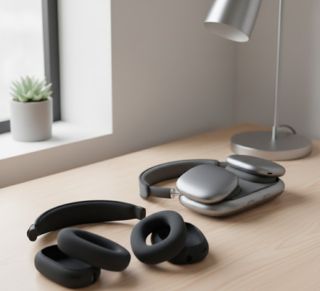 ETUI SILIKONOWE APPLE AIRPODS MAX CZARNY KOMPLET OSŁON 3w1 OCHRANIACZE CASE