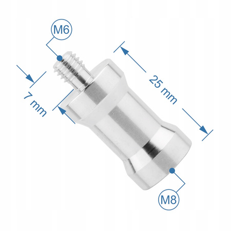 Adapter tuleja statywowa M6 na M8 aluminiowa redukcja 32 mm
