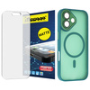 Szkło hybrydowe do iPhone 17 MATOWE + MagSafe ETUI zielone TPU