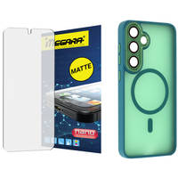Szkło hybrydowe do Samsung Galaxy S25 Plus MATOWE + MagSafe ETUI zielone