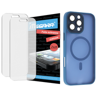 Folia do iPhone 16 Pro ochronna MATOWA + MagSafe ETUI niebieskie TPU