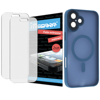 Folia do iPhone 16 ochronna MATOWA + MagSafe ETUI niebieskie TPU