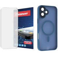 Szkło hybrydowe do iPhone 16 + MagSafe ETUI niebieskie TPU