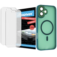 Folia do iPhone 16 PLUS ochronna MATOWA + MagSafe ETUI zielone TPU
