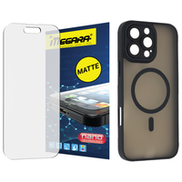 Szkło hybrydowe do iPhone 16 Pro MATOWE + MagSafe ETUI czarne TPU